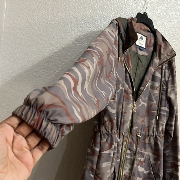 1 Sunset Lane Jacket Green Camo Womens Medium Hooded  Pockets - Picture 2 of 8